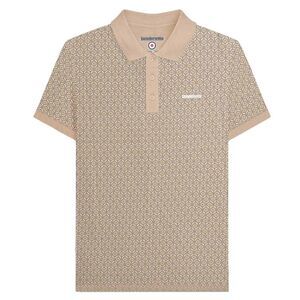 Lambretta Mens AW24 Geometric Polo Shirt / Stone
